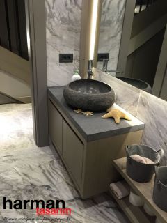 harman tasarım grey white     amorf ardezyen bazalt lavabo italyan  bodrum mermer  HT-18